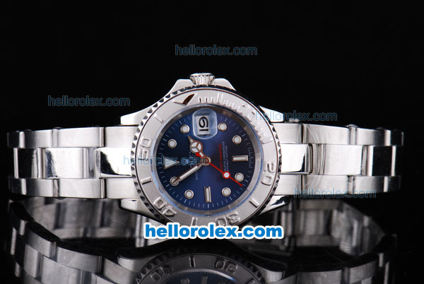 Rolex Yacht-Master Oyster Perpetual Chronometer Automatic with White Bezel,Blue Dial and White Round Bearl Marking-Small Calendar and Lady Size - Click Image to Close